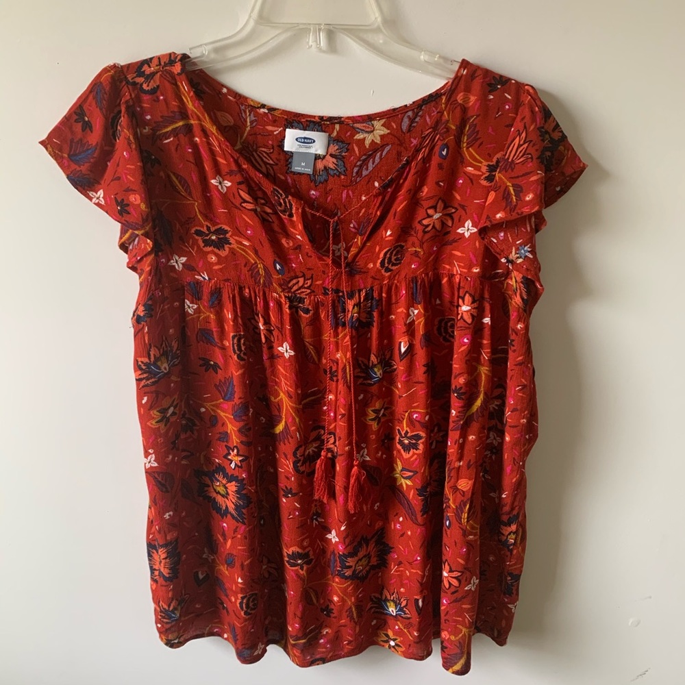 Red paisley blouse (brand:Old Navy)